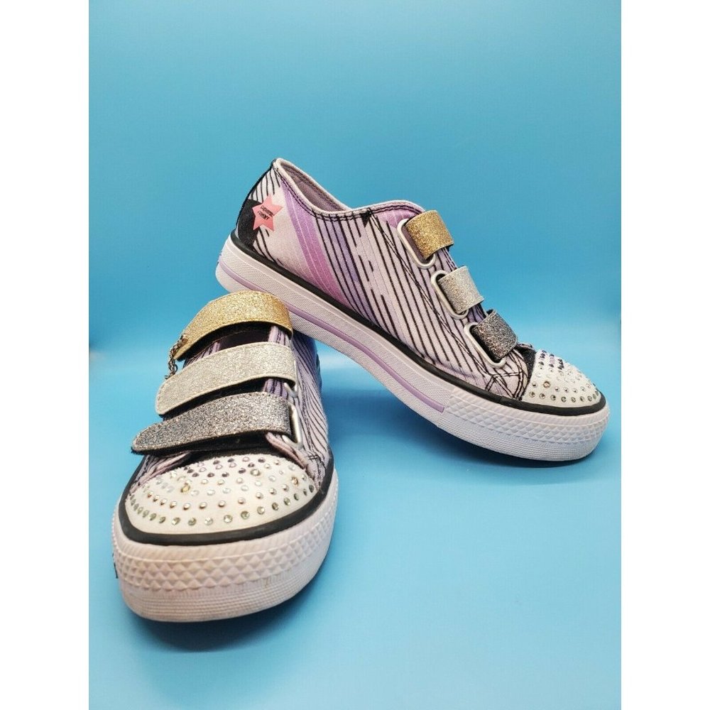 Skechers Twinkle Toes Shuffles Fresh N Fab Black and Purple Girls Size 3